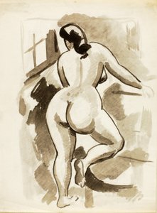 Vista posteriore di un nudo femminile in piedi da Carl Newman