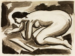 Nudo femminile su mani e ginocchia