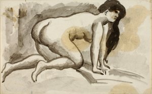 Nudo femminile su mani e ginocchia