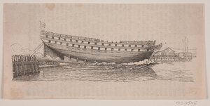 Una nave da linea viene varata da Carl Peter Theodor Rothweiler