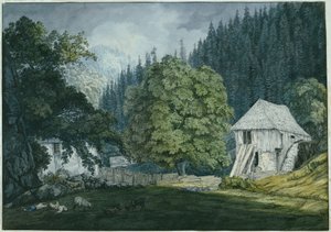 Mulino da taglio nella valle di Beuern (Foglio 8 dal taccuino dei dintorni di Baden) da Carl Philipp Fohr