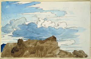 Studio di nuvole sopra una vetta rocciosa in montagna da Carl Philipp Fohr