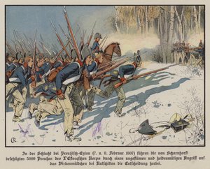 Fanteria prussiana che attacca alla battaglia di Eylau, 7-8 febbraio 1807