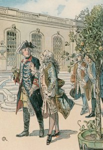 Federico il Grande (1712-1786) in conversazione con il filosofo francese Voltaire (1694-1778) da Carl Rohling