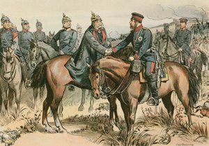 Guglielmo I, Re di Prussia e primo Imperatore tedesco (1797-1888) che saluta suo figlio a Sadowa nel 1866