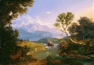 Caccia al cervo al Hintersee vicino a Berchtesgaden da Carl Rottmann