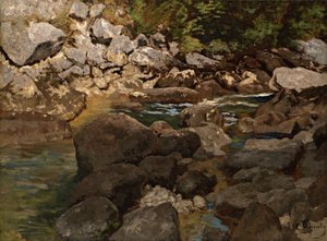 Ruscello di montagna con massi, 1888-1889 da Carl Schuch