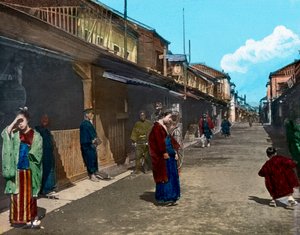 Giappone, isola di Honshu, regione di Kanto, vita di strada a Tokyo, circa 1920 da Carl Simon