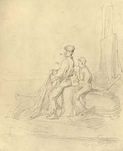 Sulla spiaggia, metà-fine XIX secolo, c1924 da Carl Spitzweg