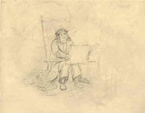 Der Landschaftsmaler II, metà-fine XIX secolo, c1924 da Carl Spitzweg