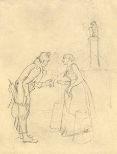 Der Schüchterne Freier, metà-fine XIX secolo, c1924 da Carl Spitzweg