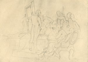Die Kunstauktion, metà-fine XIX secolo, c1924 da Carl Spitzweg