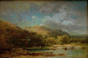 Capanna sul lago con figure da Carl Spitzweg