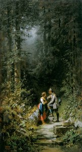Cacciatore e pastorella alla fontana del bosco da Carl Spitzweg