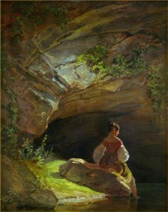 Ragazza davanti alla grotta da Carl Spitzweg