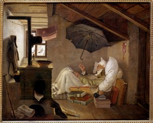 Il povero poeta. Un vecchio giace in una soffitta da Carl Spitzweg