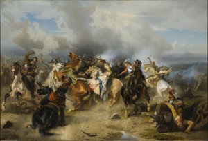 La morte del re Gustavo II Adolfo di Svezia nella battaglia di Lutzen da Carl Wahlbom