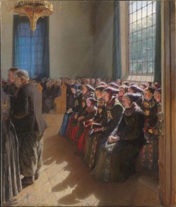 Durante il servizio religioso in una chiesa di Amager da Carl Wentorf