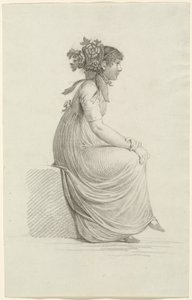 Giovane donna seduta con cappello alla moda da Carl Wilhelm Kolbe