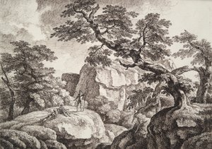 Tre soldati in un paesaggio collinare da Carl Wilhelm Kolbe the elder
