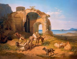 Paesaggio con le rovine di una chiesa bizantina da Carl Wilhelm von Heideck