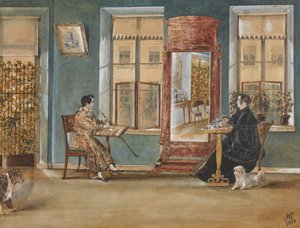Attore Nikolay Osipovich Dur 1807-1839 con la sua donna nel soggiorno, 1839 da Carl von Hampeln