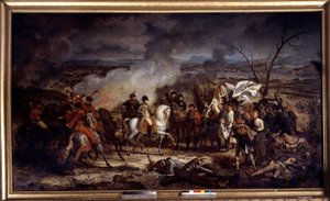 Guerra napoleonica: Imperatore Napoleone I (1769-1821) durante la Battaglia di Austerlitz il 2/12/1805. Dipinto di Antoine Vernet (1758-1836) 1805 Boissy Saint Leger. Chateau De Grosbois da Carle Vernet