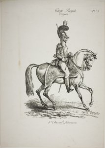 Guardia reale, dragone normanno a cavallo e cavallo, n. 5, primo cavallo di Limoges da Carle Vernet