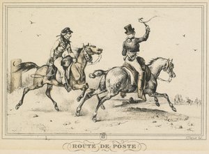 Scene di vita quotidiana, strade e sentieri: percorso postale, 1817 da Carle Vernet