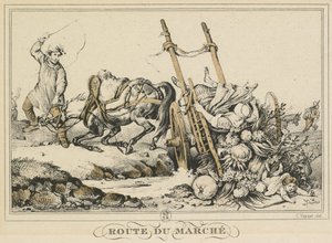 Scene di vita quotidiana, strade e sentieri: Strada per il mercato, 1819 da Carle Vernet