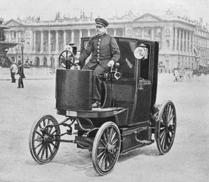 Coupé elettrico, Place de la Concorde, Parigi, c.1900 da Carle de Mazibourg