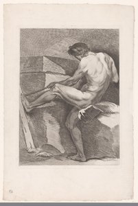 Studio accademico di un nudo maschile che tira una corda da Carle van Loo