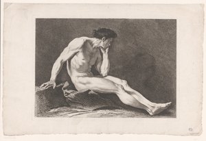 Studio accademico di nudo maschile seduto (serie di sei studi accademici) da Carle van Loo