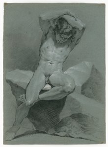 Studio di nudo di un uomo seduto, con le braccia incrociate sopra la testa da Carle van Loo