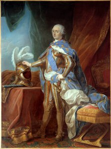 Ritratto a figura intera di Luigi XV (1710-1774), in armatura, mano posata su un elmo. Dipinto di Carle Van Loo (1705-1765) da Carle van Loo