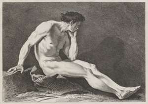 Uomo seduto con la testa in mano da Carle van Loo