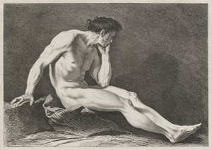 Uomo seduto con la testa nella mano da Carle van Loo
