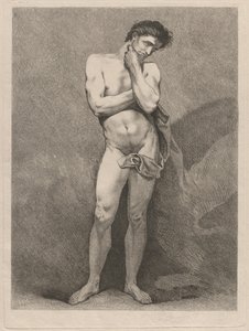 Uomo in piedi in posa pensierosa da Carle van Loo