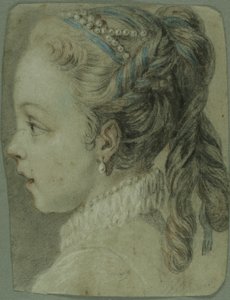 Studio: Testa di una giovane ragazza rivolta a sinistra da Carle van Loo