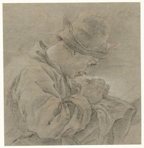 Disegnatore al lavoro, visto di lato da Carle van Loo