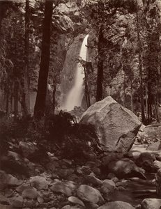 Cascata inferiore di Yosemite, 1.600 piedi, ca. 1872, stampato ca. 1876 da Carleton E. Watkins.