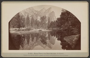 La vista allo specchio dei tre fratelli, Yo Semite da Carleton Watkins