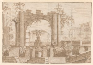 Un giardino con arco in rovina da Carlo Antonio Buffagnotti