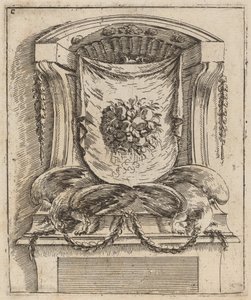 Motivo architettonico con drappo e frutta da Carlo Antonio Buffagnotti