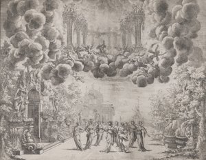 Scenografia con figure allegoriche, da 
