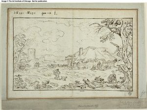 Incrocio rurale, con edifici agricoli in primo piano da Carlo Antonio Tavella