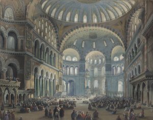 Interno della Hagia Sophia a Costantinopoli da Carlo Bossoli