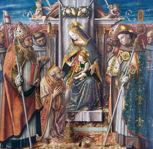 Tedesco: Madonna in trono con il bambino, la consegna delle chiavi a San Pietro Apostolo e con San Giovanni Capistrano, Sant