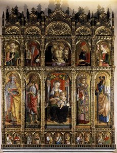 Polittico che mostra una Pietà, e nella parte inferiore una Madonna con Bambino