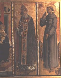 San Silvestro e San Francesco, dettaglio dal polittico di San Silvestro da Carlo Crivelli